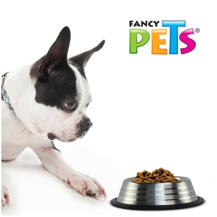 Plato Estriado de Acero 16 oz (454 g) Fancy Pets