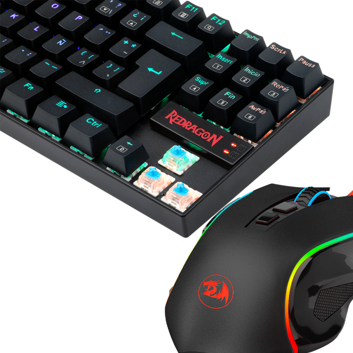 Kit Gamer de Teclado Mecánico TKL y Mouse Griffin Redragon