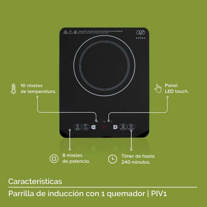 Parrilla de Inducción con 1 Quemador- Avera