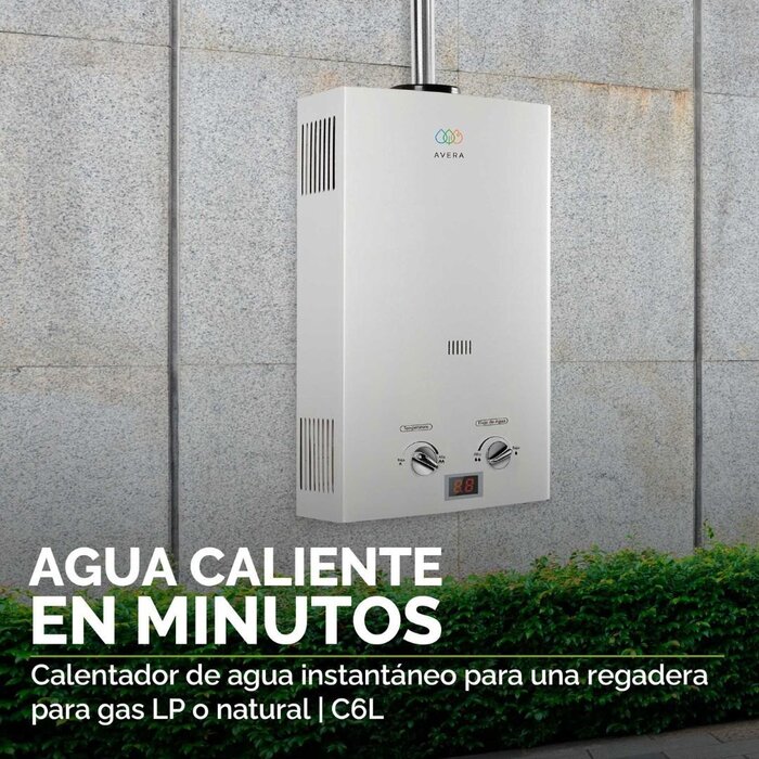 Calentador de Agua Instantáneo 6 Lt. Gas Natural Avera C6LNAT