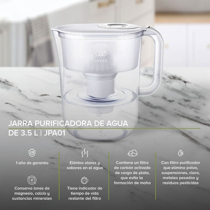 Jarra Purificadora de Agua 3.5 Lt. Carbón Activado- Avera