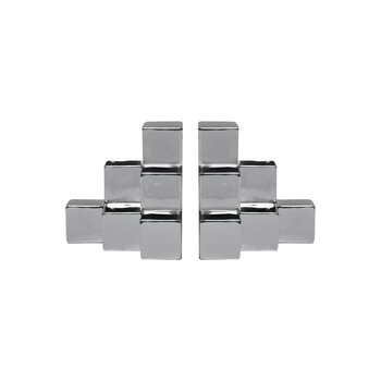 Bookend Plateado Piramide Geométrica de Cerámica Love & Lemons