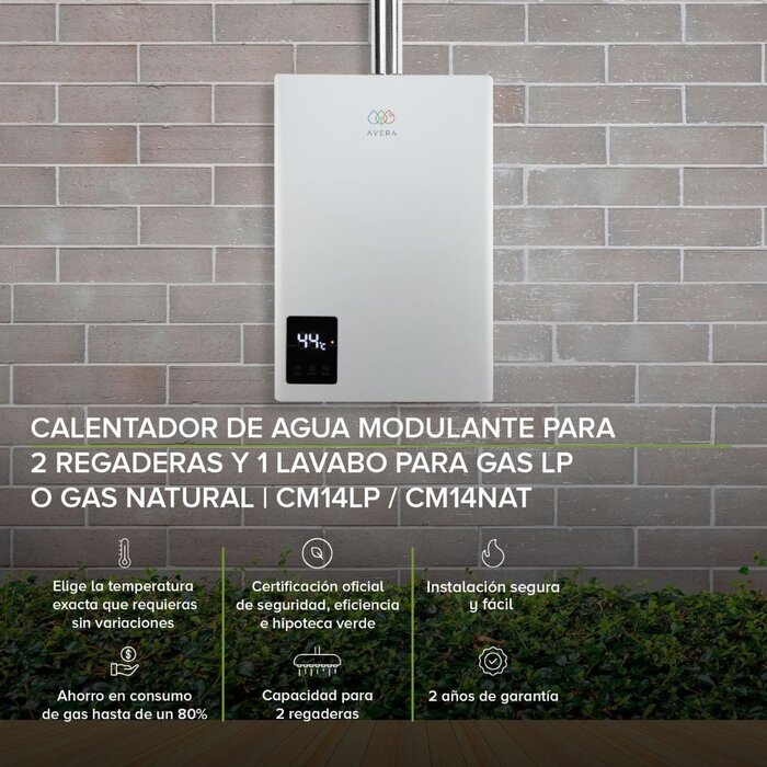 Calentador de Agua Modulante 14 L Gas LP Avera CM14