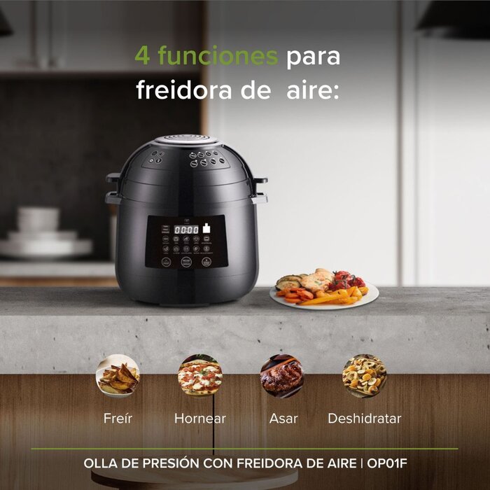 Olla de Presión Eléctrica con Freidora de Aire- Avera