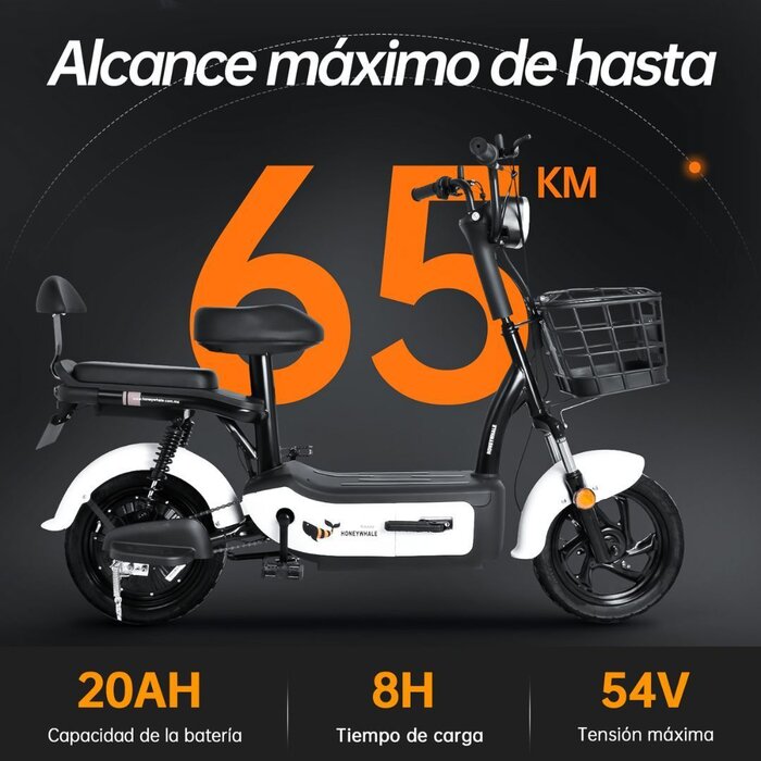 Motobici Eléctrica Blanco 31 km Honey Whale U1S-BLANCA