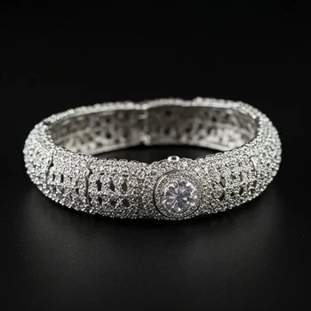 Brazalete de plata con circonias