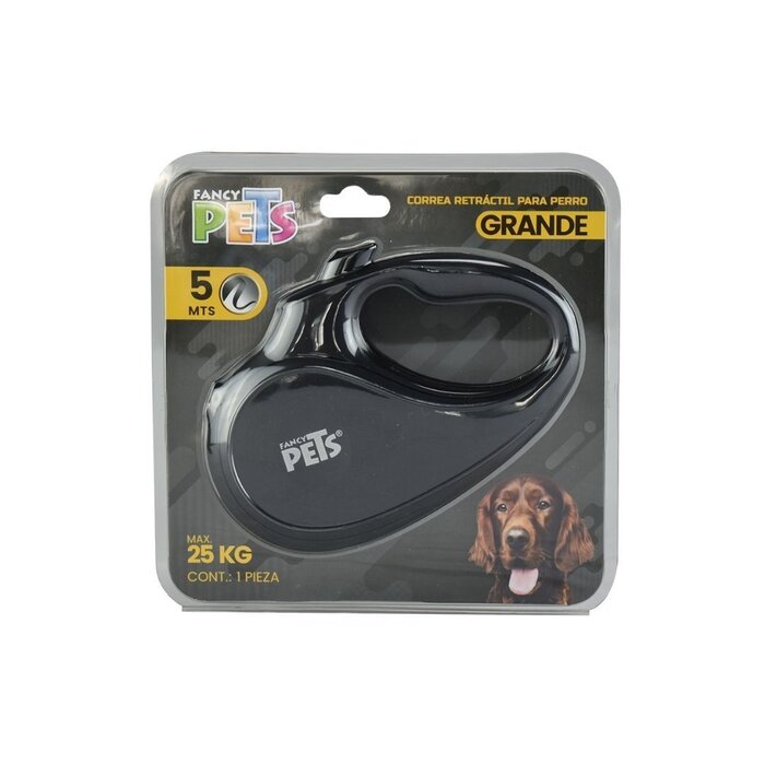 Correa Retráctil Grande Negra Fancy Pets