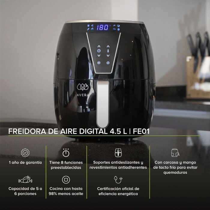 Freidora de Aire Digital de 4.5 Lt.- Avera