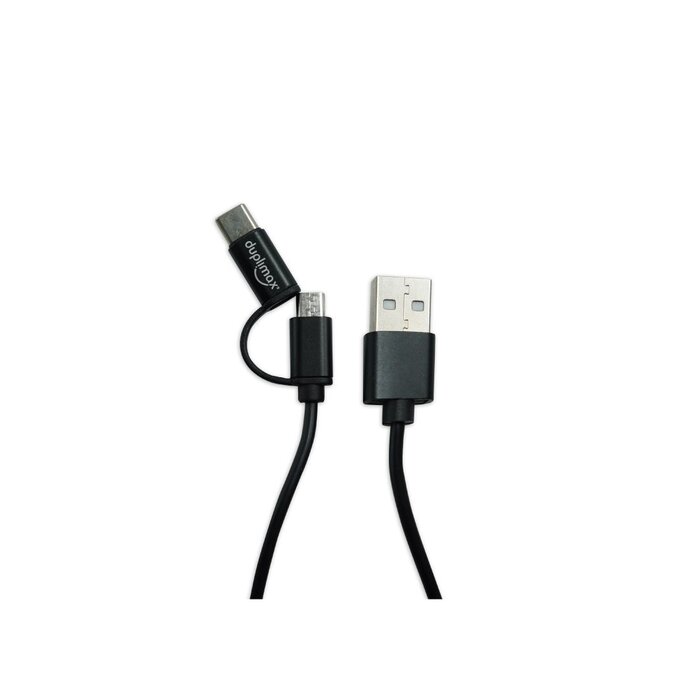 Cable Negro USB 2 en 1_ Micro USB Duplimax Tipo C