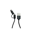 Cable Negro USB 2 en 1_ Micro USB Duplimax Tipo C