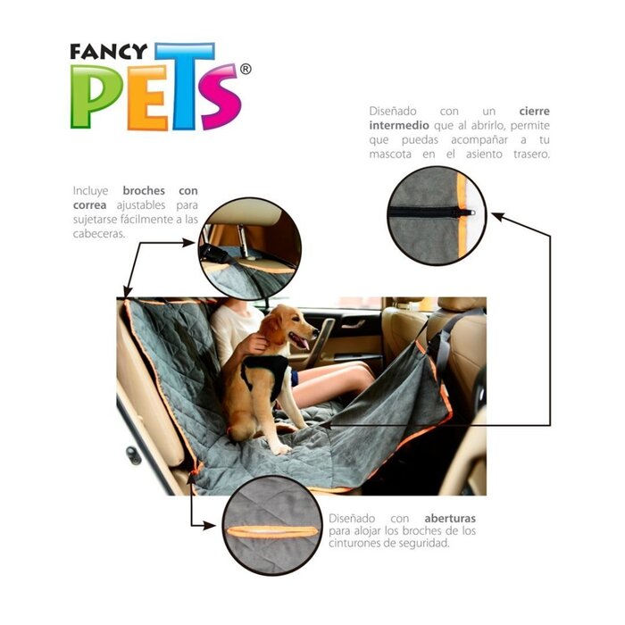 Cubre Asiento de Tela Gris Fancy Pets