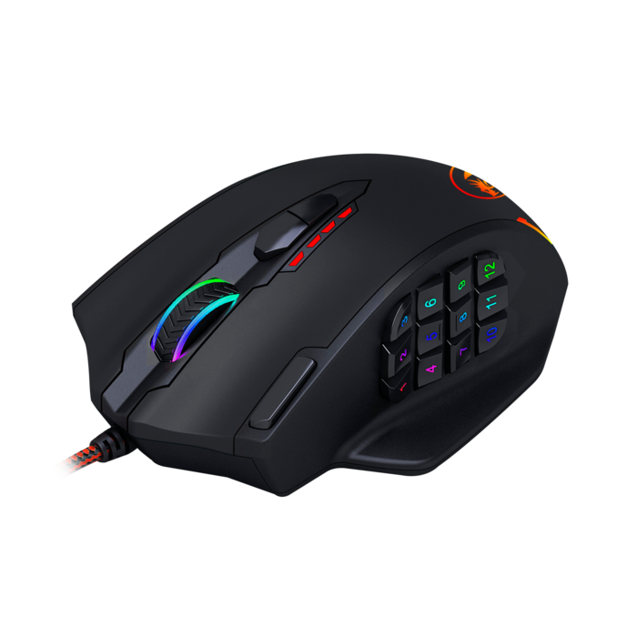 Mouse Gamer 18 botones DPI 12400 Pixart 3327 Redragon M908