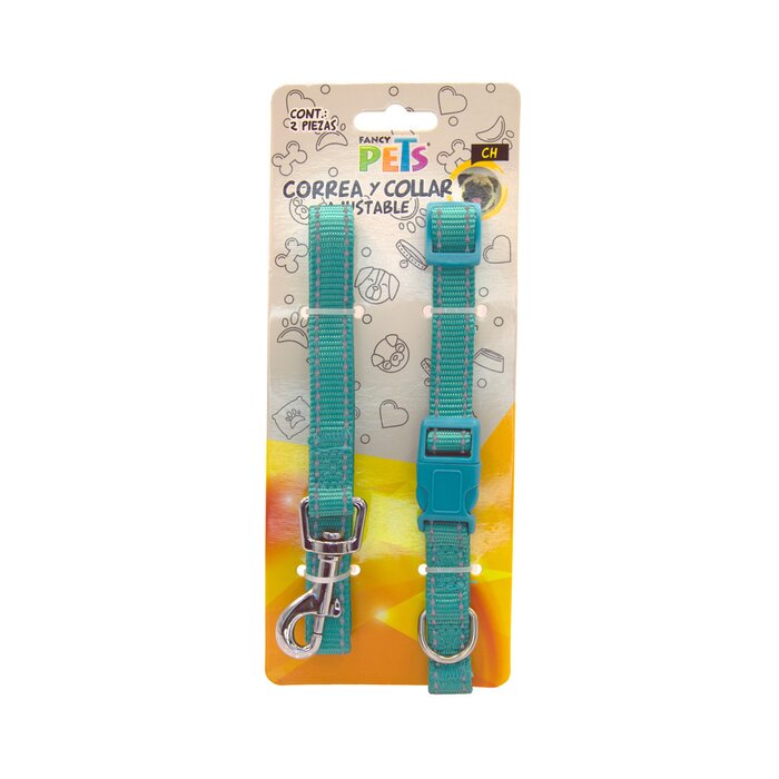 Collar Chico con Correa y Bandas Reflejantes Fancy Pets