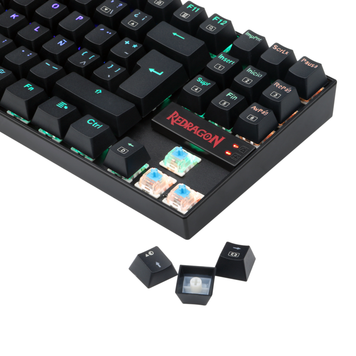 Teclado Gamer Mecánico Negro TKL Kumara Redragon K522RGB