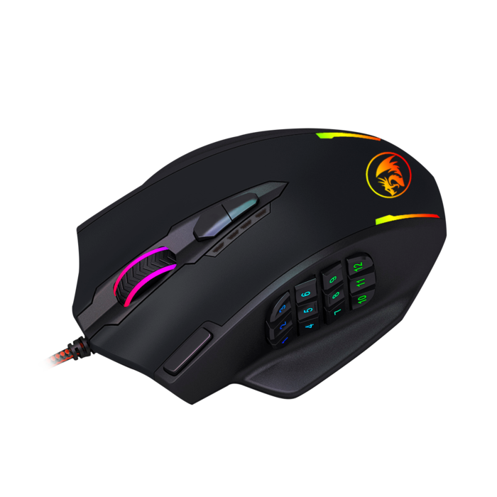 Mouse Gamer 18 botones DPI 12400 Pixart 3327 Redragon M908