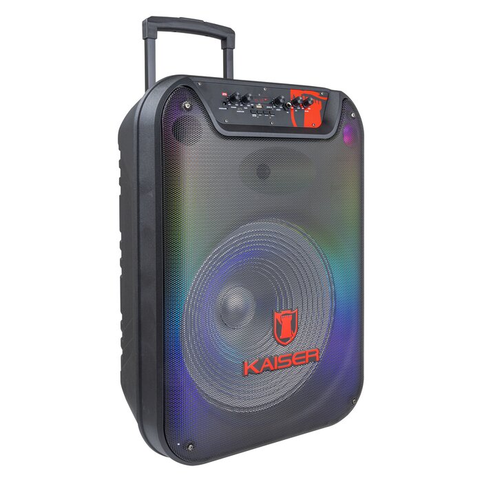 Bafle 15" 25_000 W PMPO con llantas y micrófono