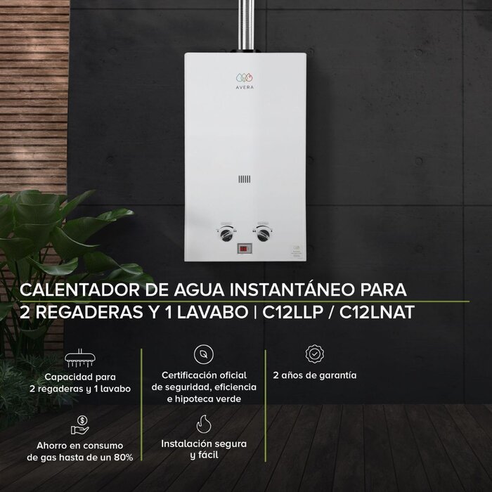 Calentador de Agua Instantáneo 12 L Gas Natural Avera C12LNAT