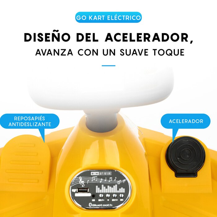 Go Kart Eléctrico Infantil Amarillo Honey Whale K1