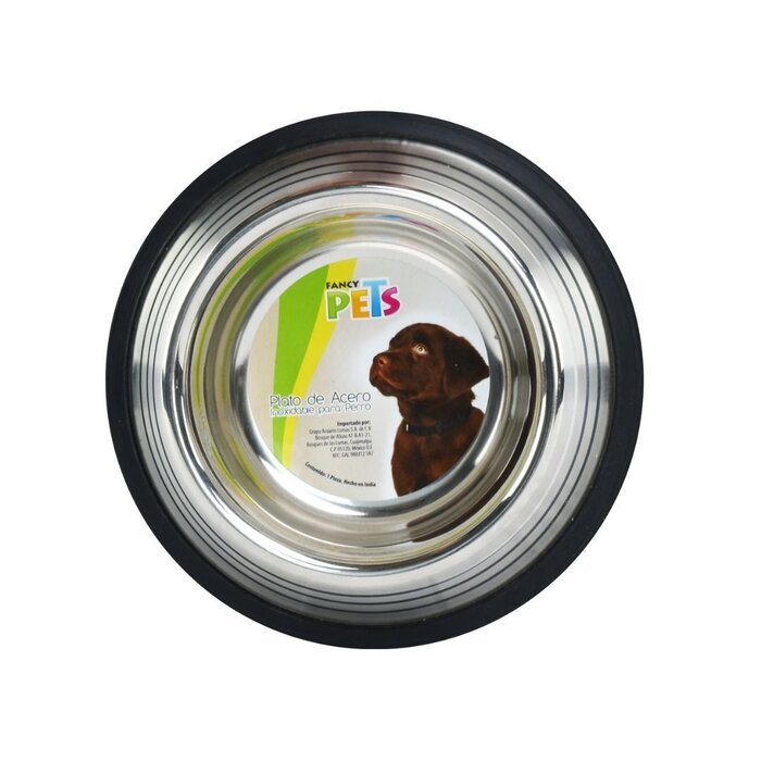 Plato Estriado de Acero 16 oz (454 g) Fancy Pets