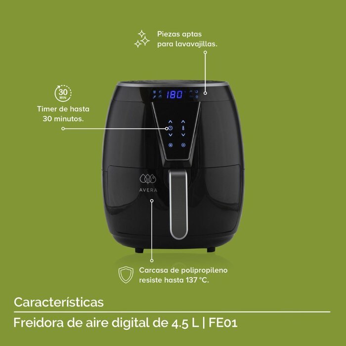 Freidora de Aire Digital de 4.5 Lt.- Avera