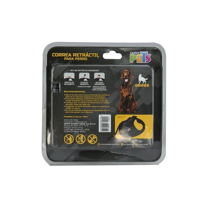 Correa Retráctil Grande Negra Fancy Pets