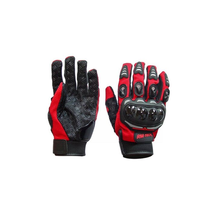 Guantes Motociclista Negros con Rojo Talla Extra Grande