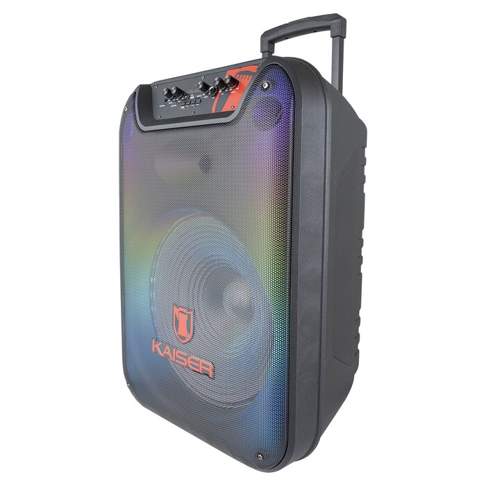 Bafle 15" 25_000 W PMPO con llantas y micrófono