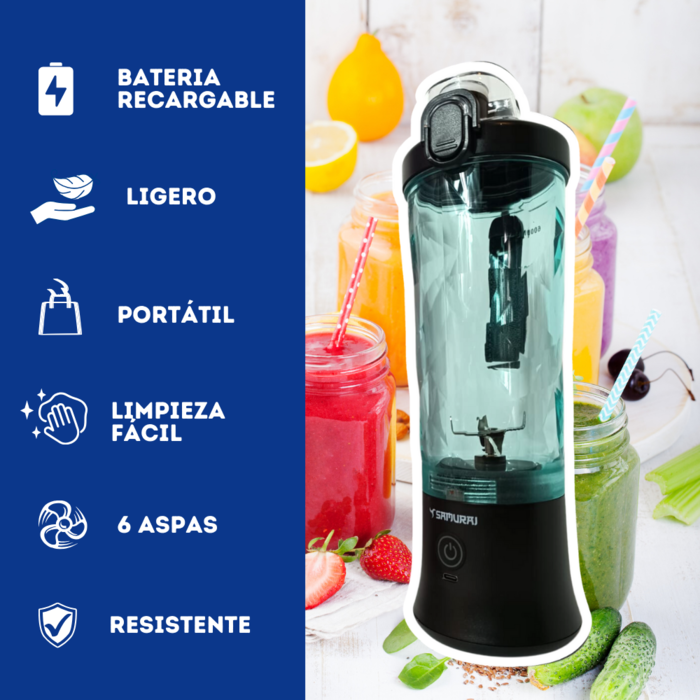 Licuadora Samurai Portátil 600ml Negra