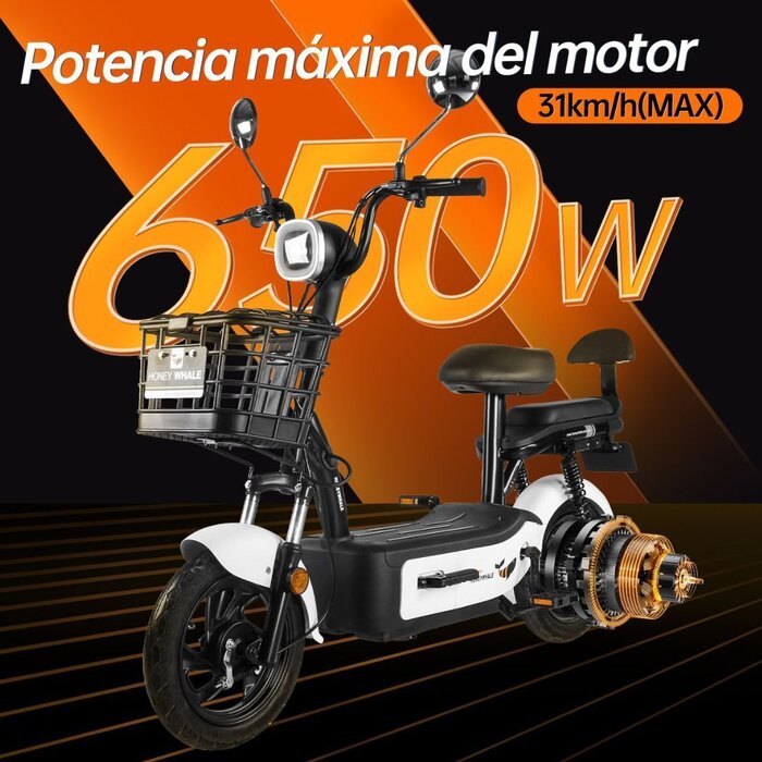 Motobici Eléctrica Blanco 31 km Honey Whale U1S-BLANCA