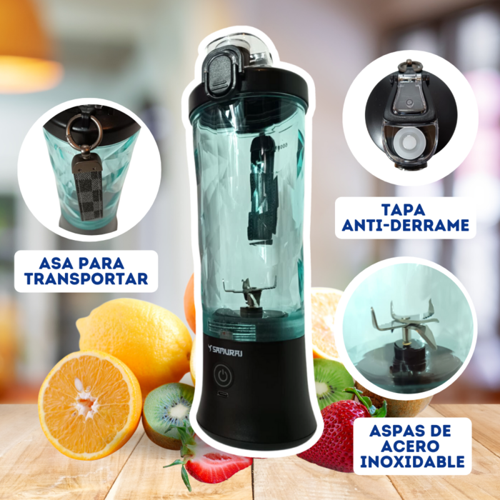 Licuadora Samurai Portátil 600ml Negra