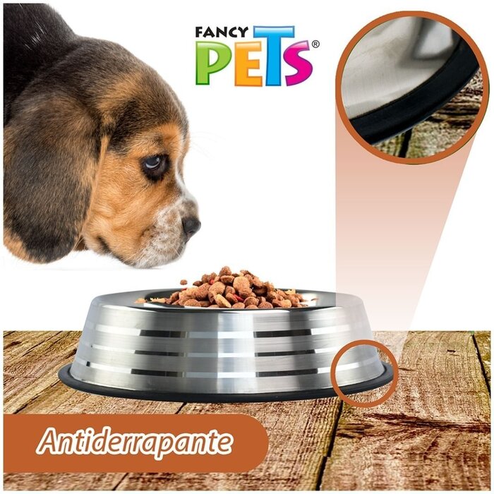Plato Estriado de Acero 24 oz (680 g) Fancy Pets