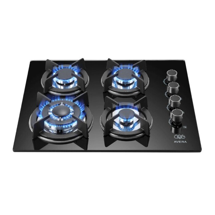 Parrila de Gas con 4 Quemadores Vidrio Templado Avera VT4