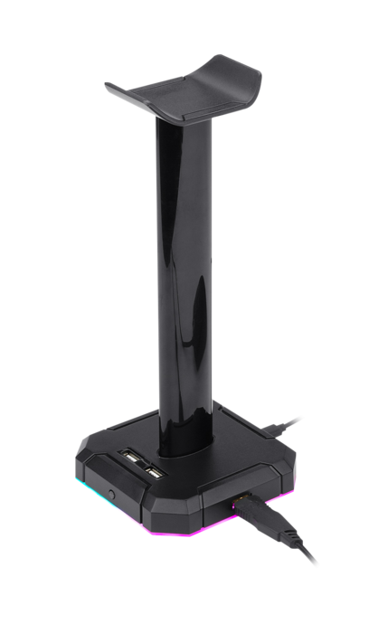 Soporte para Auriculares y USB Hub 4 puertos color Negro