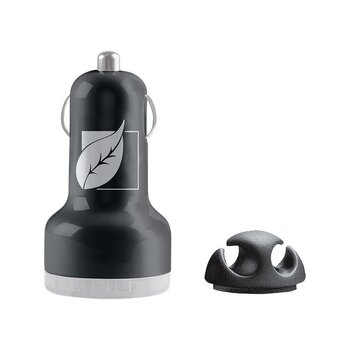 Cargador con Doble Puerto USB para Automóvil Green Leaf negro