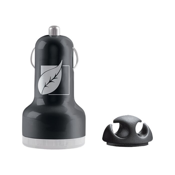 Cargador con Doble Puerto USB para Automóvil Green Leaf negro