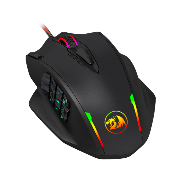 Mouse Gamer 18 botones DPI 12400 Pixart 3327 Redragon M908