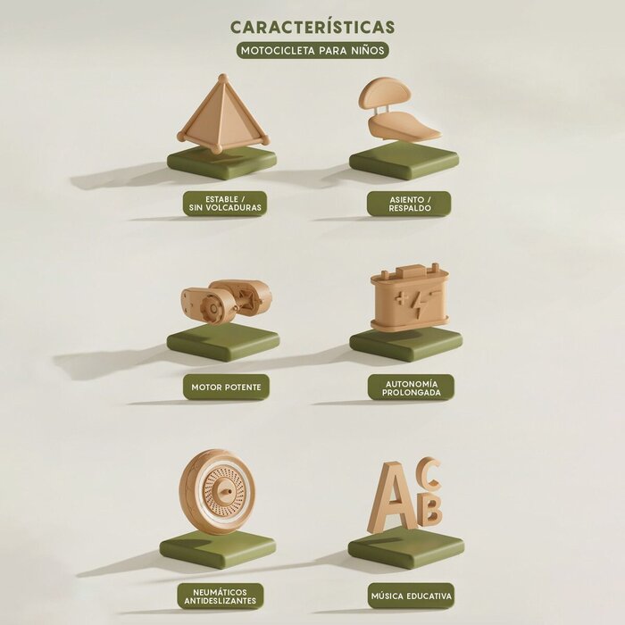 Mini Moto Eléctrica Beige Infantil Honey Whale Bdq-916