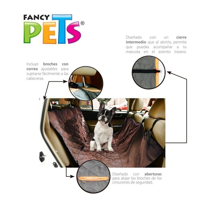 Cubre Asiento de Tela Café Fancy Pets