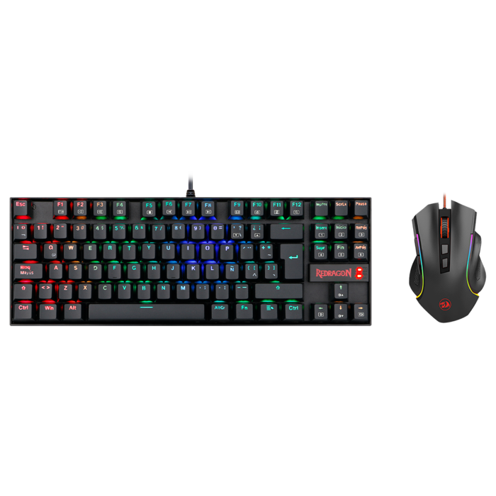 Kit Gamer de Teclado Mecánico TKL y Mouse Griffin Redragon