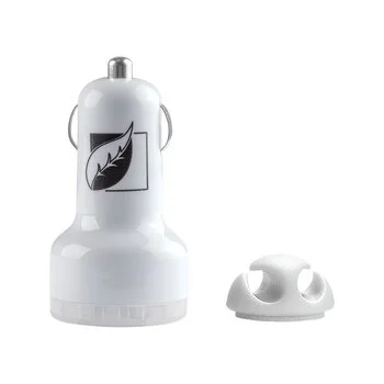 Cargador con Doble Puerto USB para Automóvil Green Leaf blanco