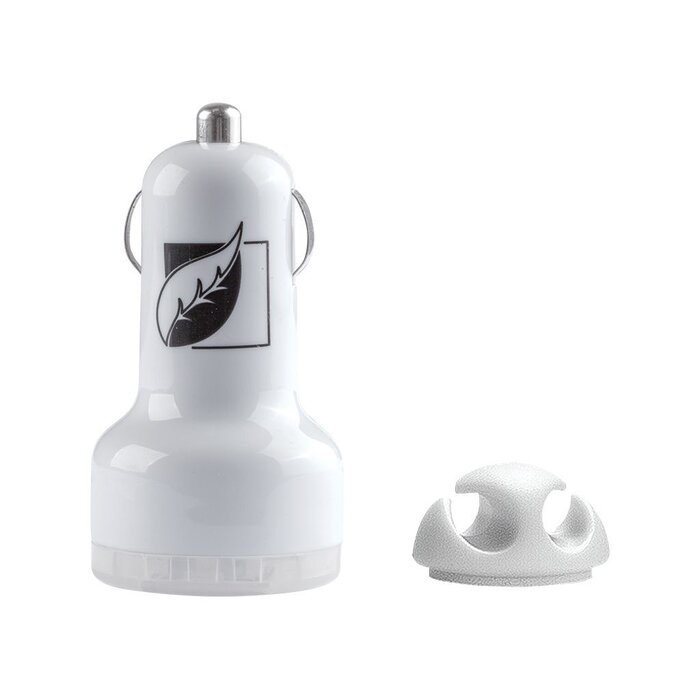 Cargador con Doble Puerto USB para Automóvil Green Leaf blanco