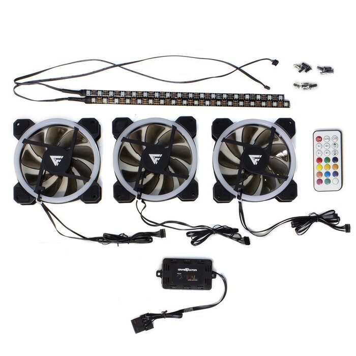 Kit Ventiladores Vorago Game Factor 3 Fans 2 Tiras Led