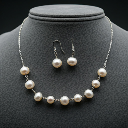 Conjunto de aretes y collar de perlas